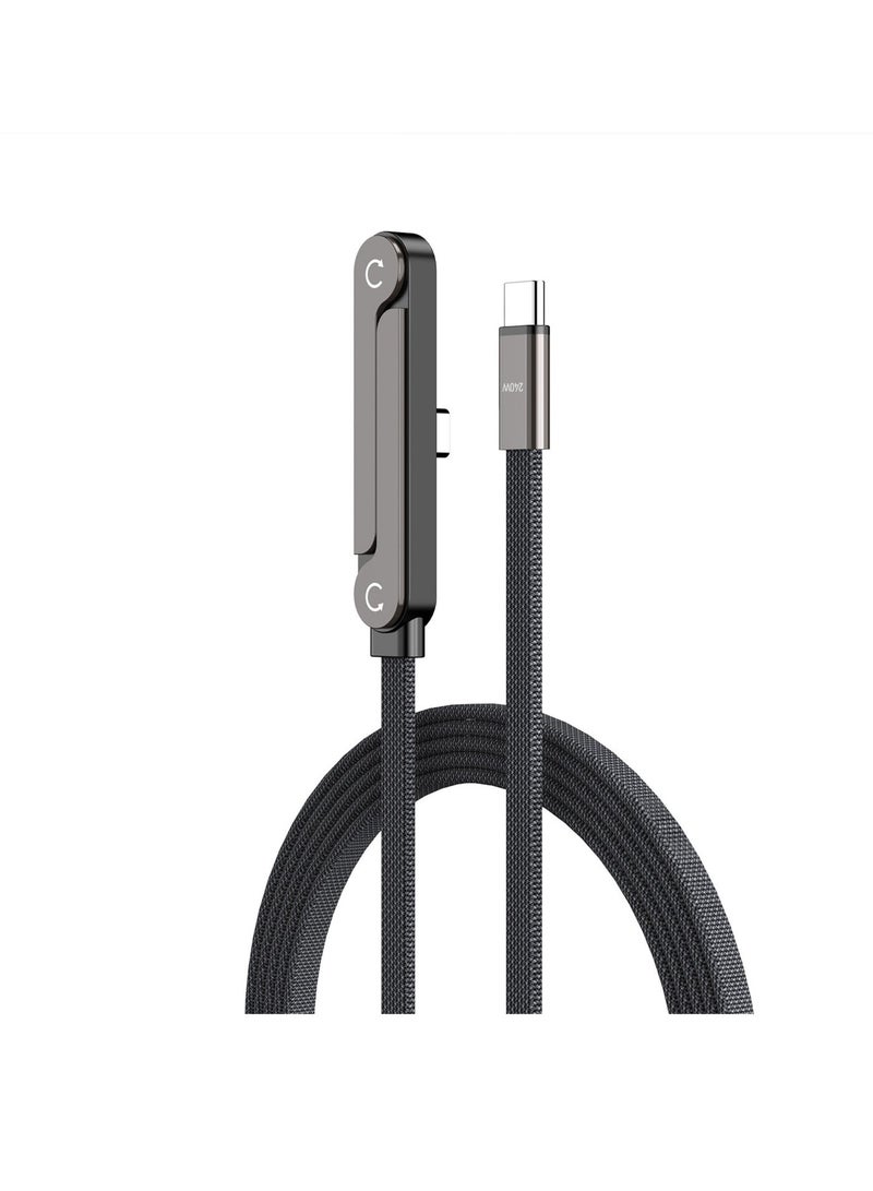 Sideways Phone Charger, 2-in-1 Invisible Holder Charger Cable 1.5M, 240w Fast Charging Cord with Built-in Phone Stand for Smartphones Tablets (C-C,1pcs) - Image 2